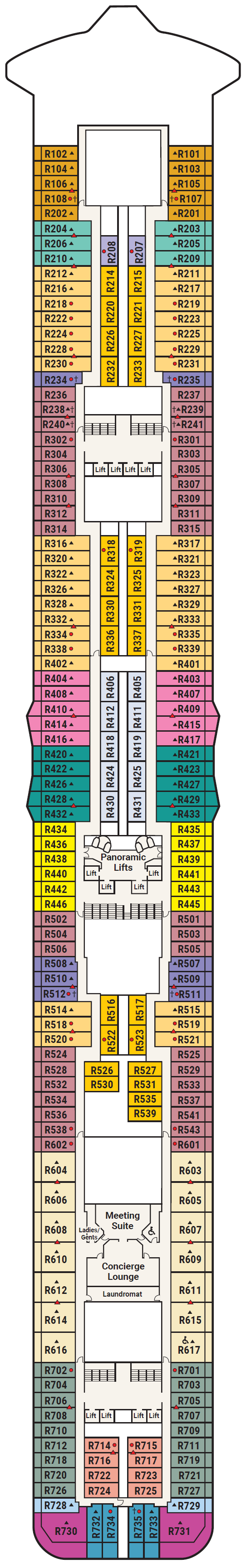 Deck plan for Deck 14 - Riviera