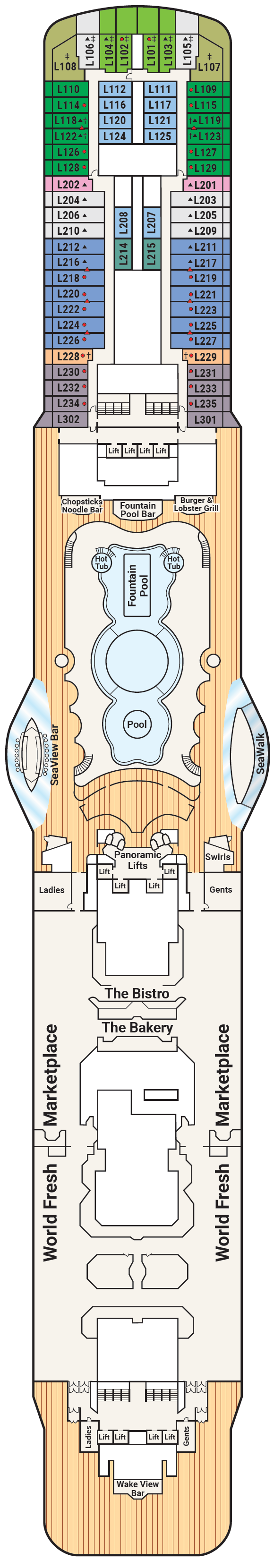 Deck plan for Deck 16 - Lido