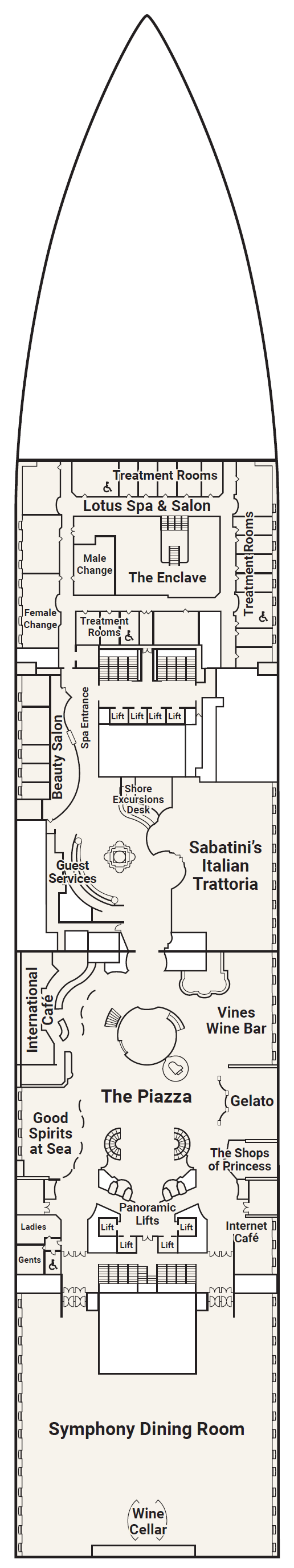 Deck plan for Deck 5 - Plaza