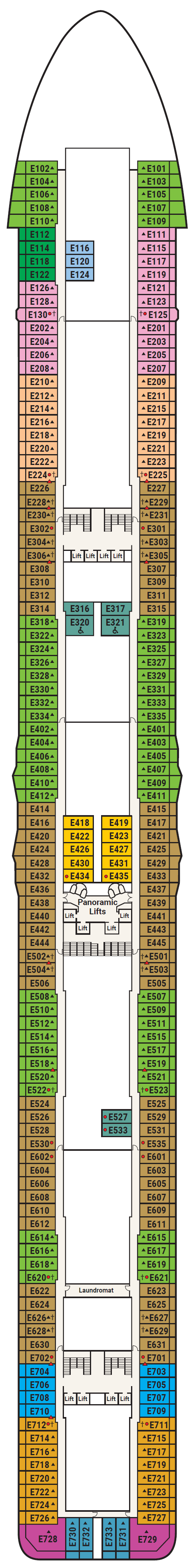 Deck plan for Deck 8 - Emerald
