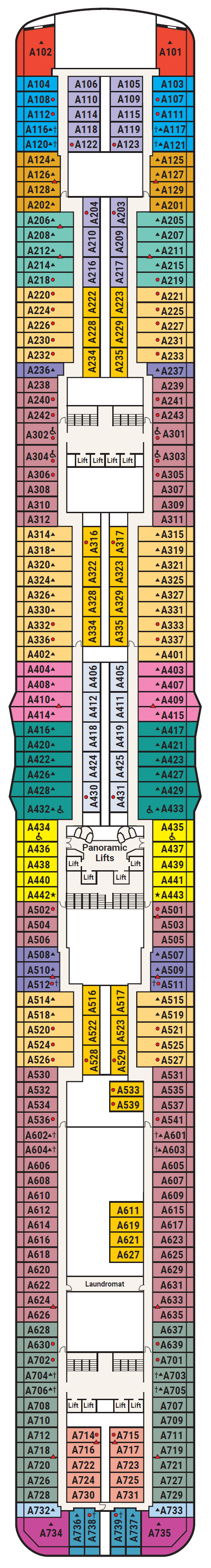 Deck plan for Deck 12 - Aloha