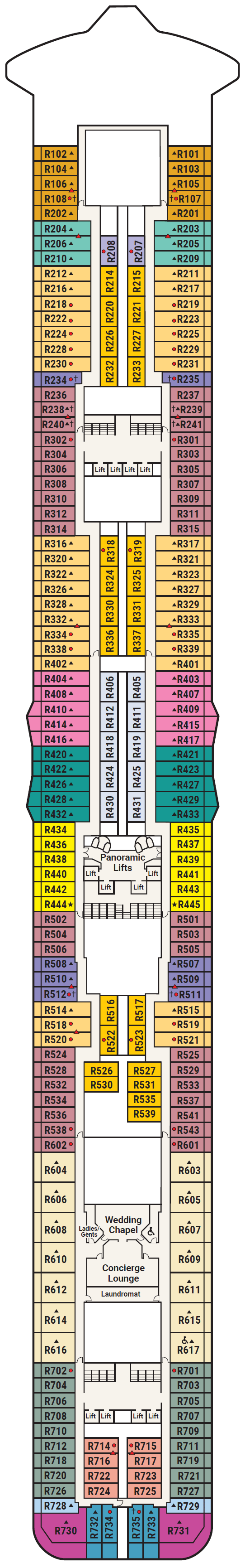 Deck plan for Deck 14 - Riviera