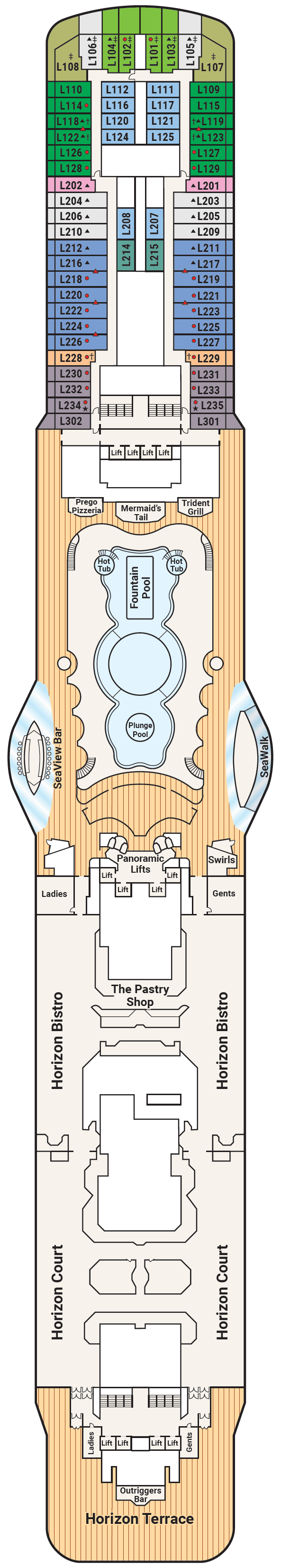 Deck plan for Deck 16 - Lido