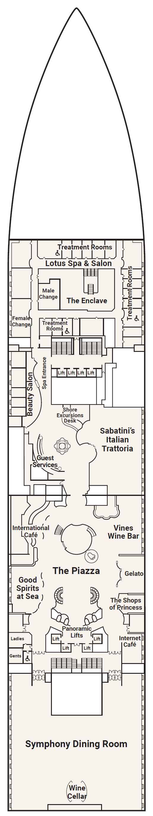 Deck plan for Deck 5 - Plaza