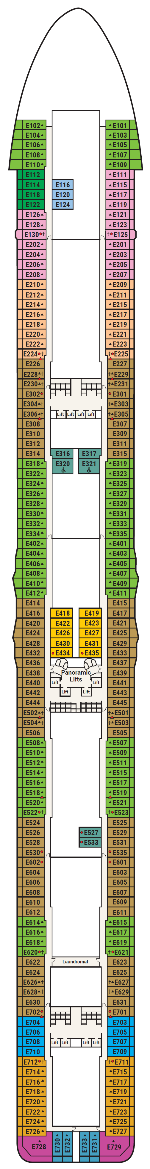 Deck plan for Deck 8 - Emerald