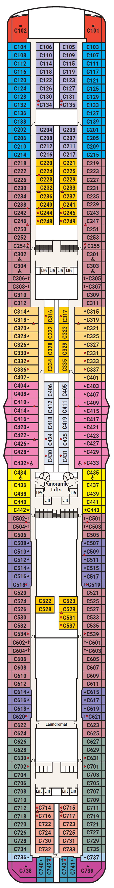 Deck plan for Deck 10 - Caribe