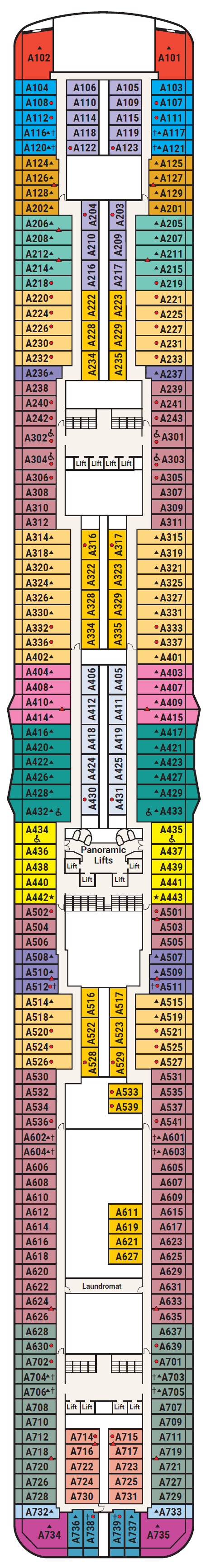 Deck plan for Deck 12 - Aloha