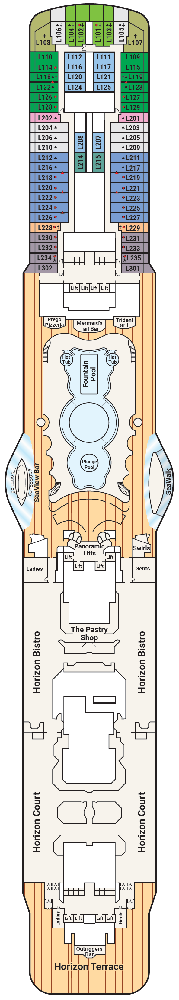 Deck plan for Deck 16 - Lido