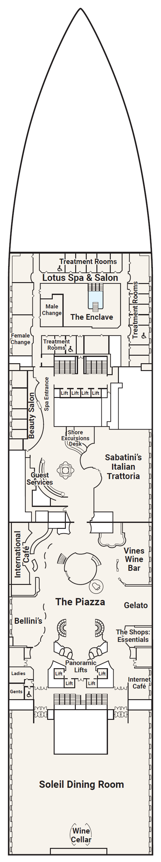 Deck plan for Deck 5 - Plaza