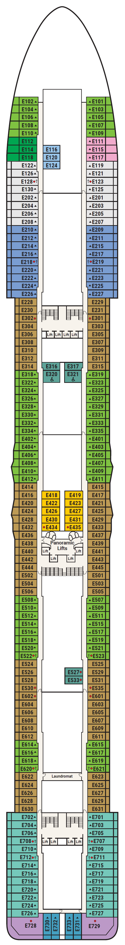 Deck plan for Deck 8 - Emerald