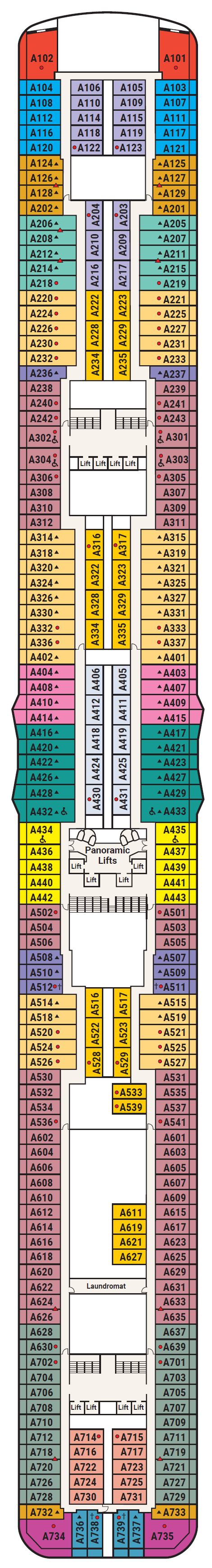 Deck plan for Deck 12 - Aloha