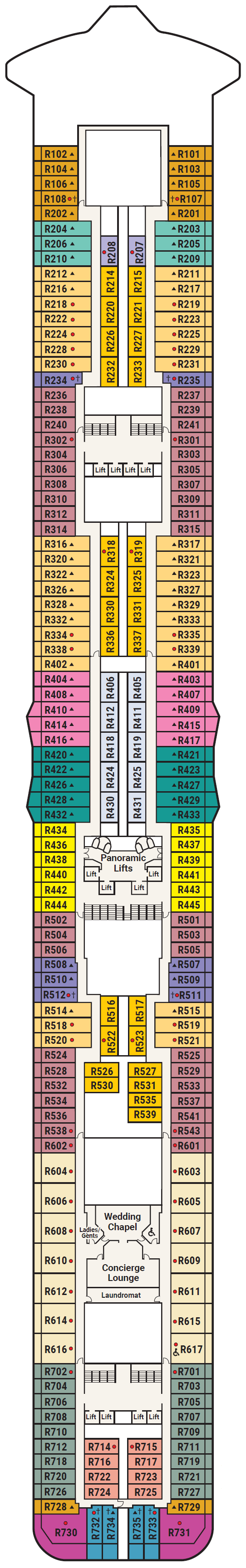 Deck plan for Deck 14 - Riviera