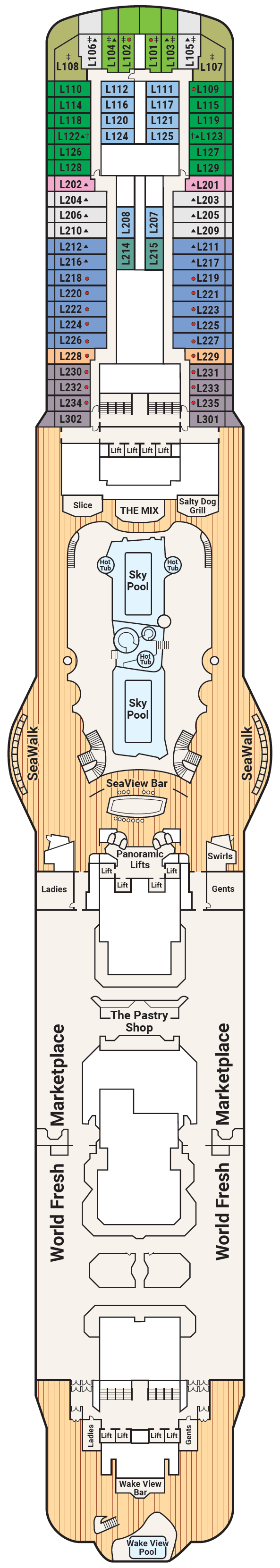 Deck plan for Deck 16 - Lido