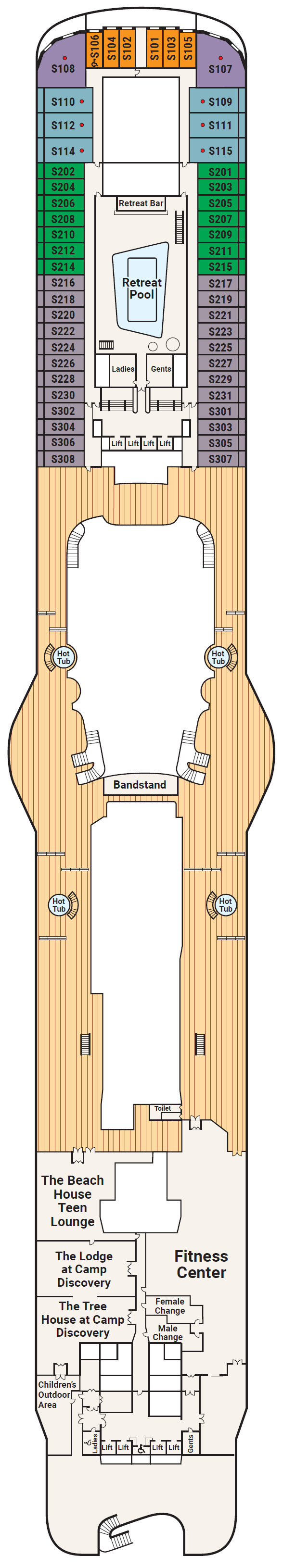 Deck plan for Deck 17 - Sun