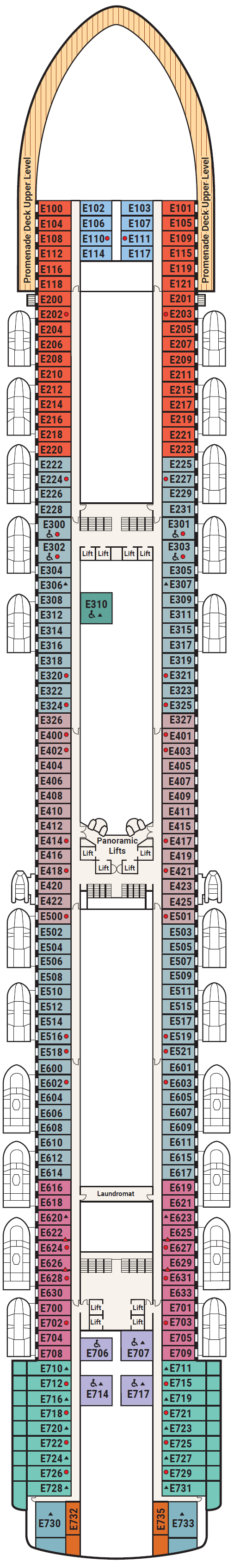 Deck plan for Deck 8 - Emerald