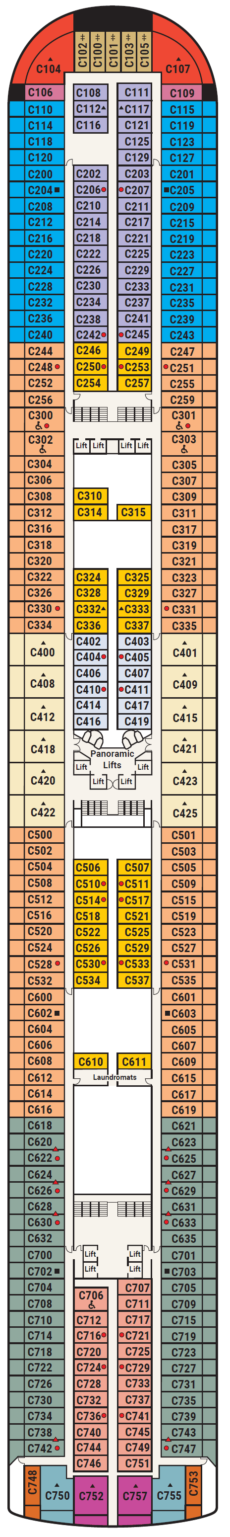 Deck plan for Deck 10 - Caribbean