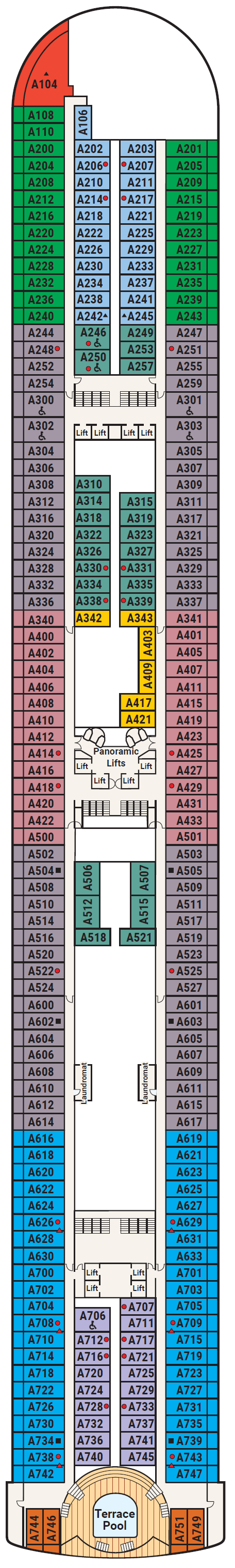 Deck plan for Deck 12 - Aloha