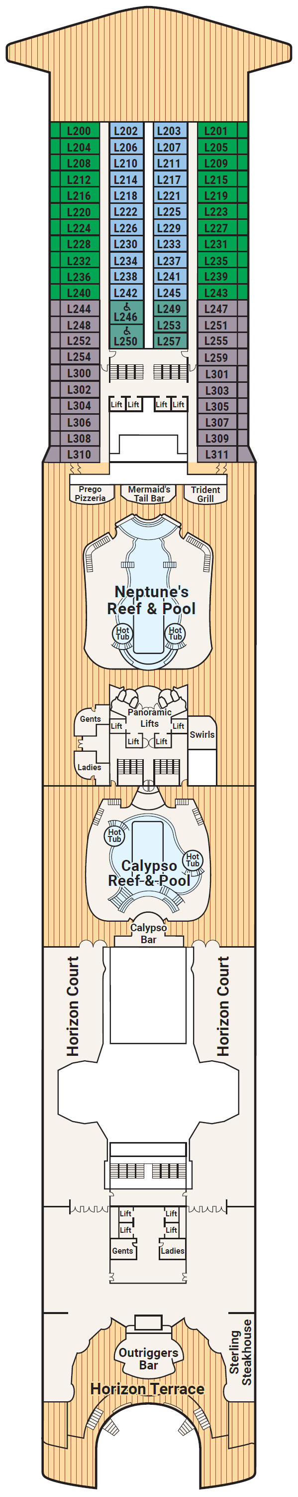 Deck plan for Deck 14 - Lido