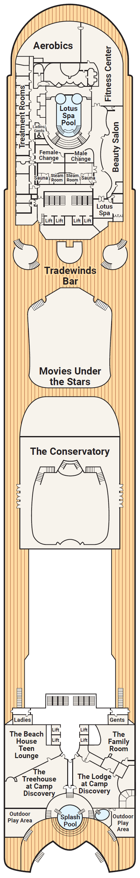 Deck plan for Deck 15 - Sun