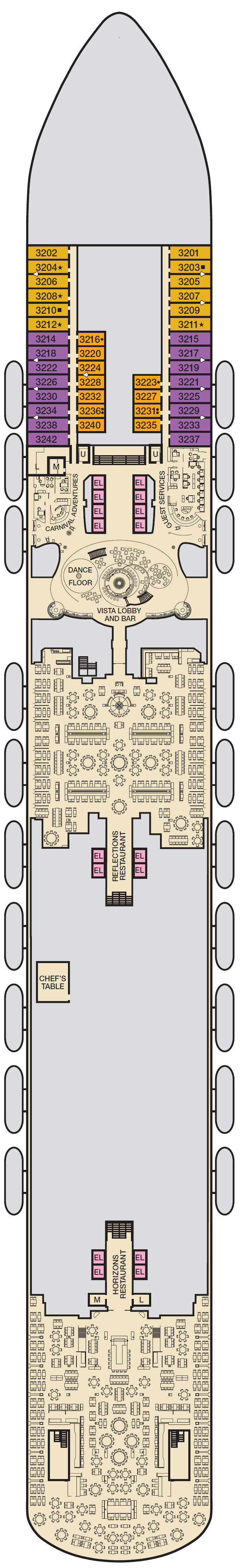 Deck plan for Deck 3 Lobby