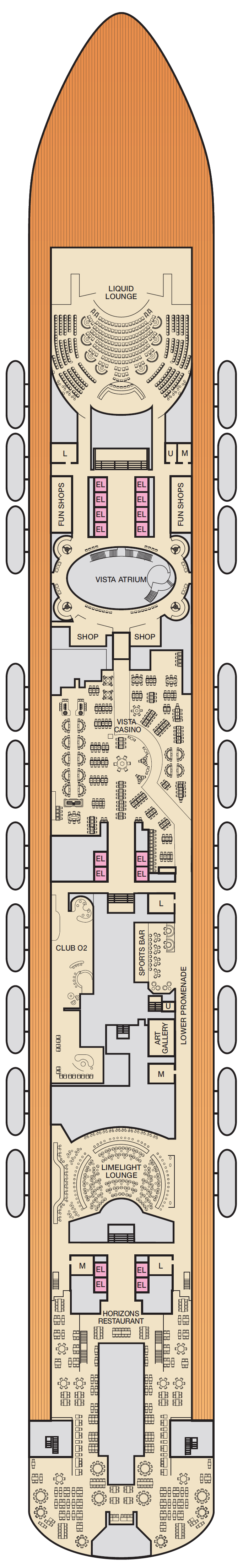 Deck plan for Deck 4 Mezzanine