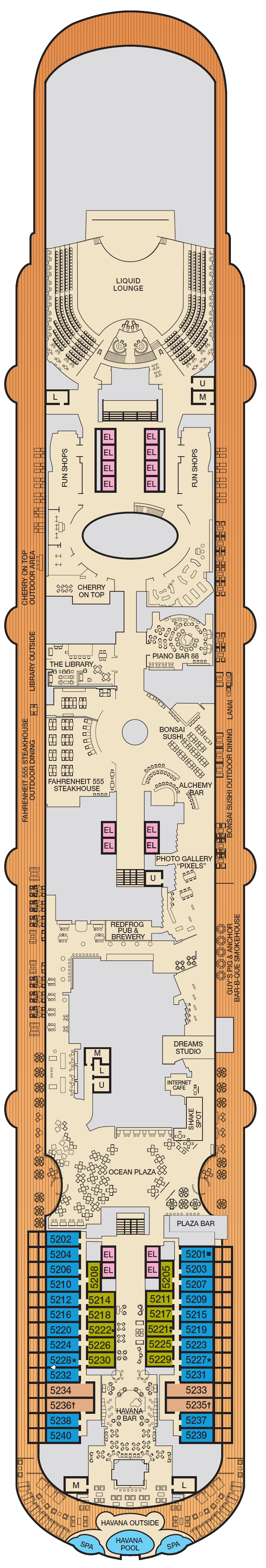 Deck plan for Deck 5 Promenade