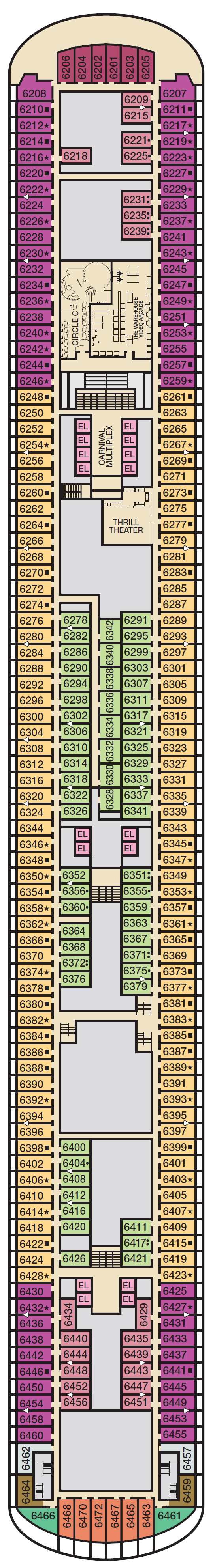 Deck plan for Deck 6 Upper