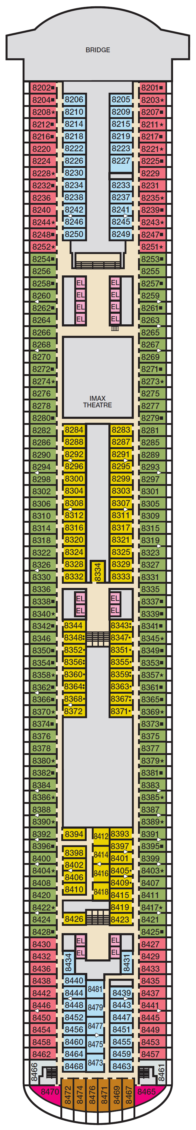 Deck plan for Deck 8 Verandah