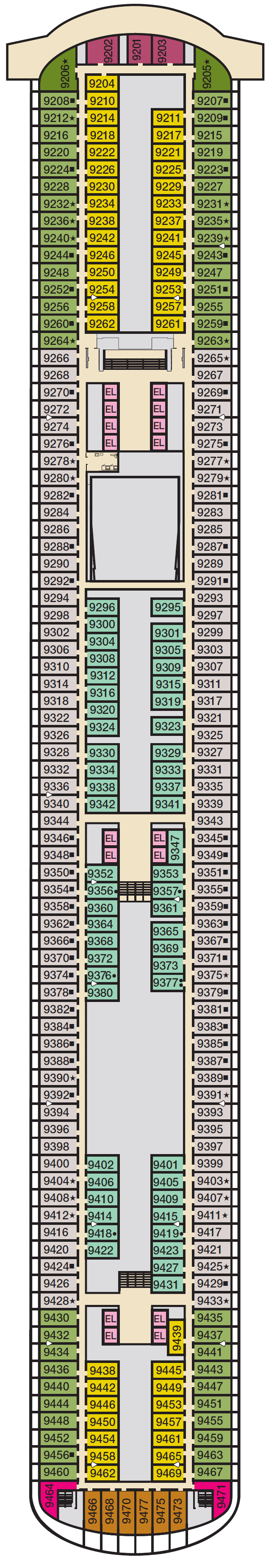 Deck plan for Deck 9 Panorama