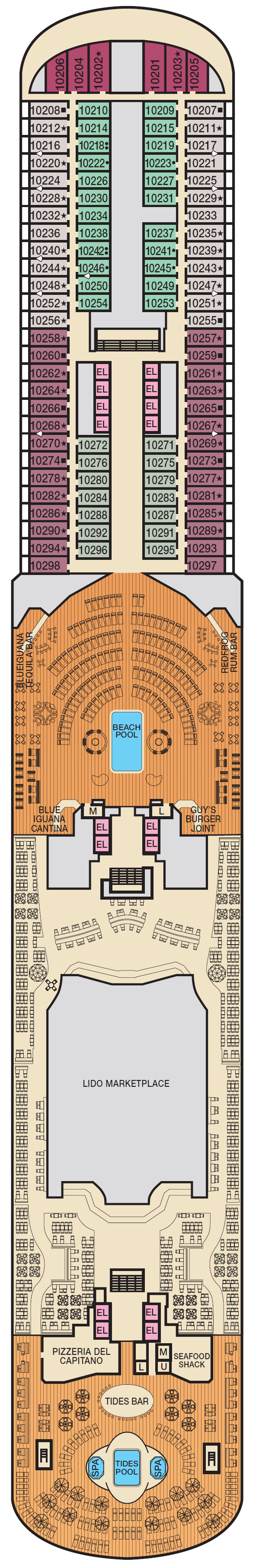 Deck plan for Deck 10 Lido