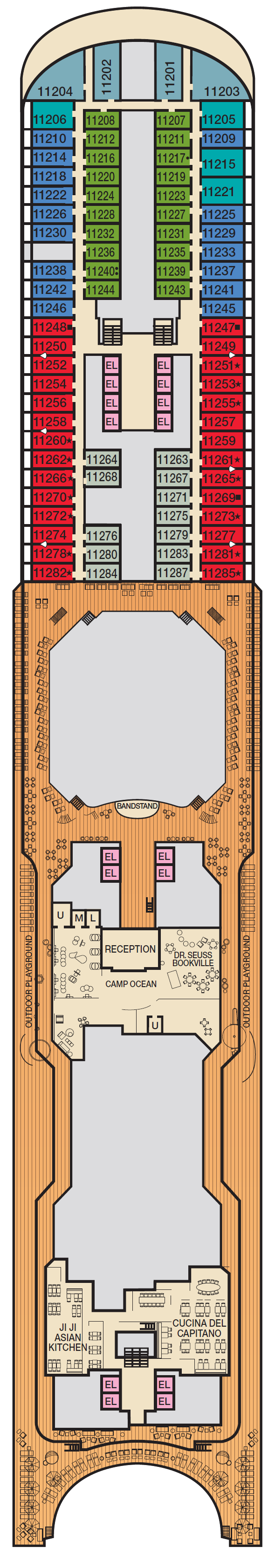 Deck plan for Deck 11 Sun