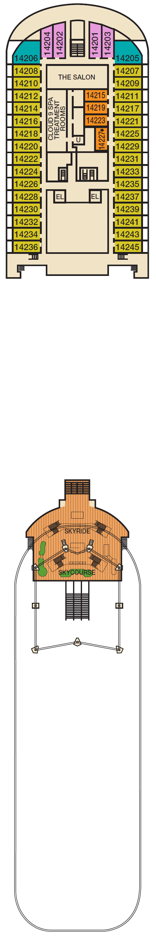 Deck plan for Deck 14 Sky