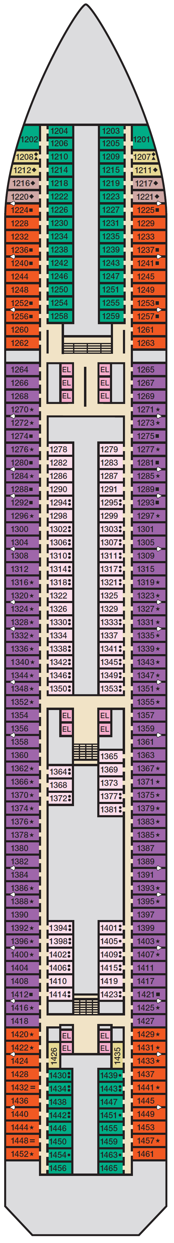 Deck plan for Deck 1 Riviera