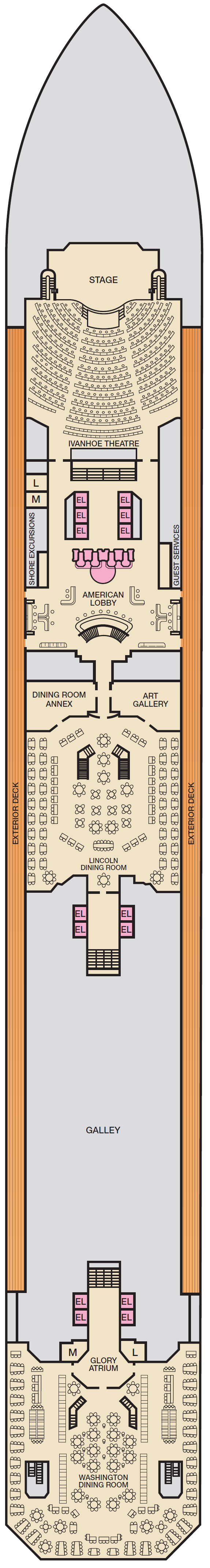 Deck plan for Deck 3 Lobby