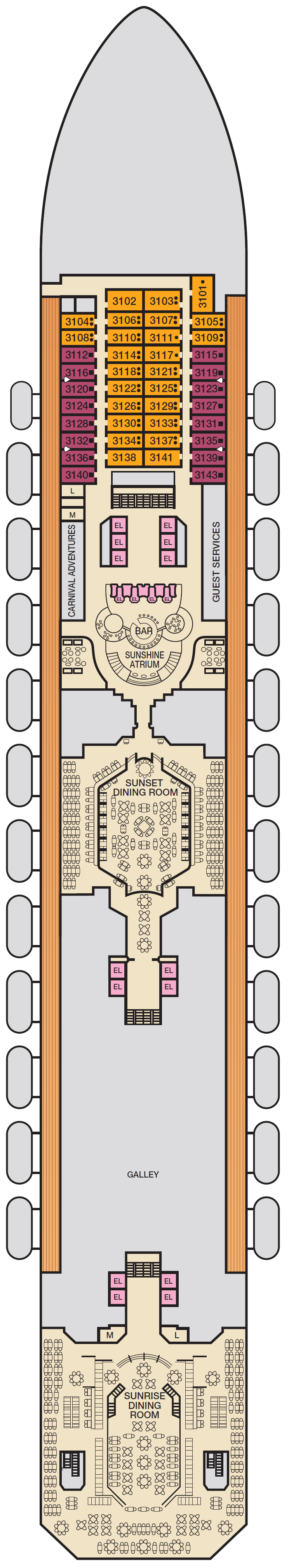 Deck plan for Deck 3 Lobby