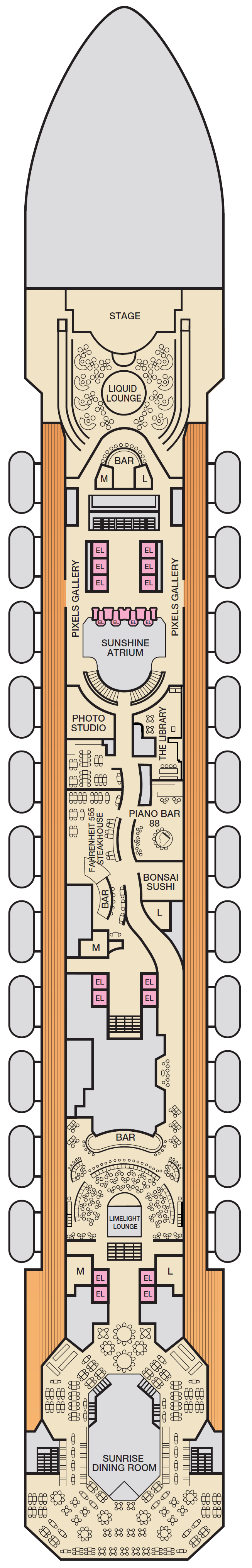 Deck plan for Deck 4 Mezzanine