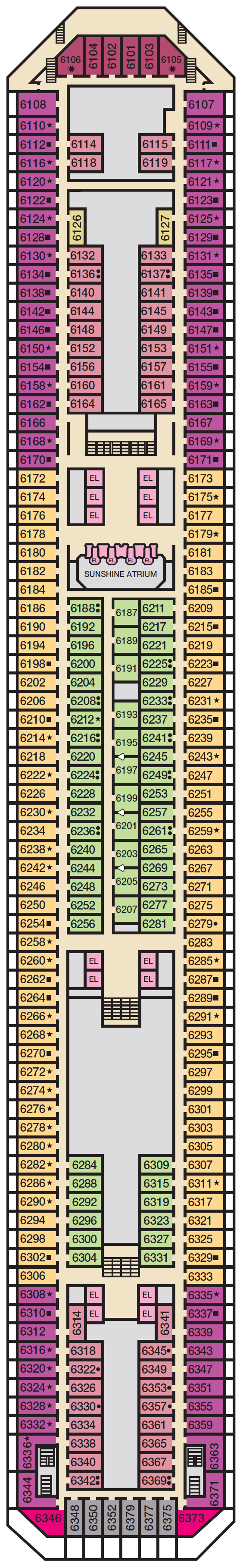 Deck plan for Deck 6 Upper