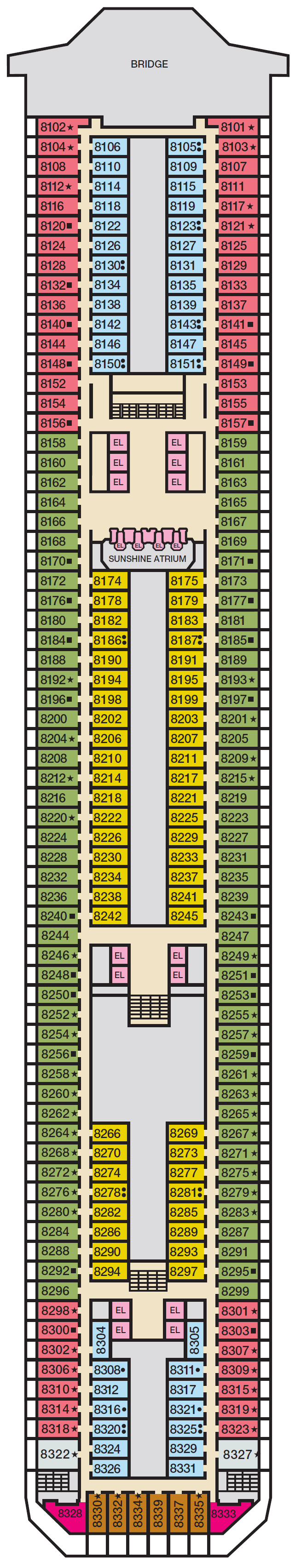 Deck plan for Deck 8 Verandah