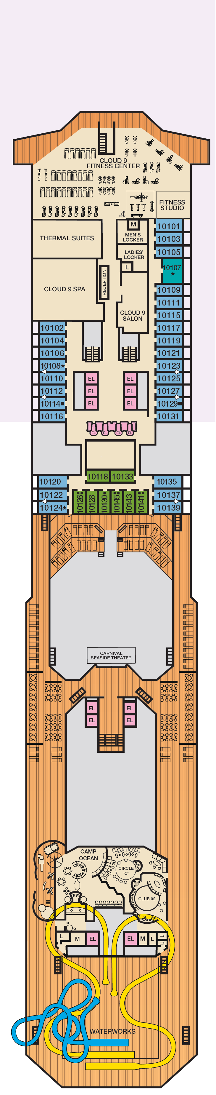 Deck plan for Deck 10 Spa