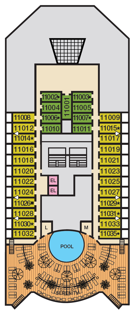 Deck plan for Deck 11 Sun