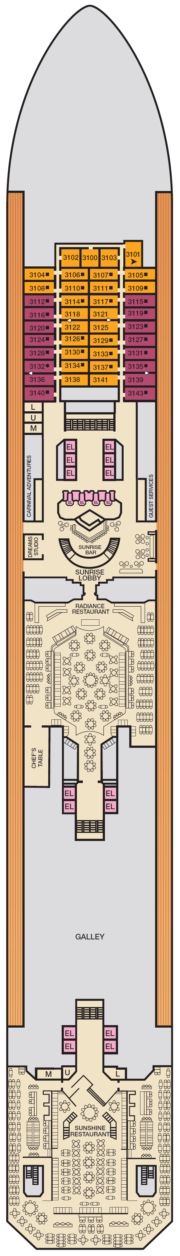 Deck plan for Deck 3 Lobby