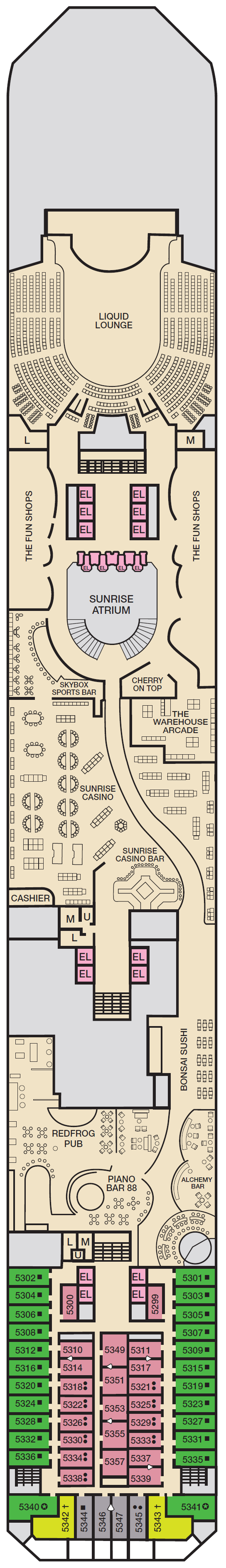 Deck plan for Deck 5 Promenade