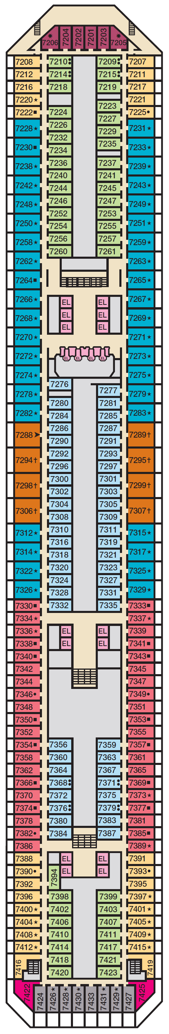 Deck plan for Deck 7 Empress
