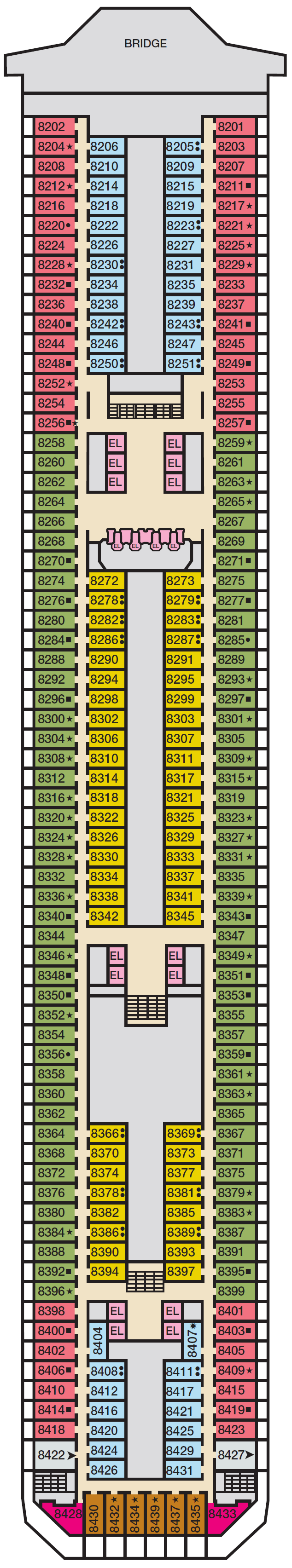 Deck plan for Deck 8 Verandah