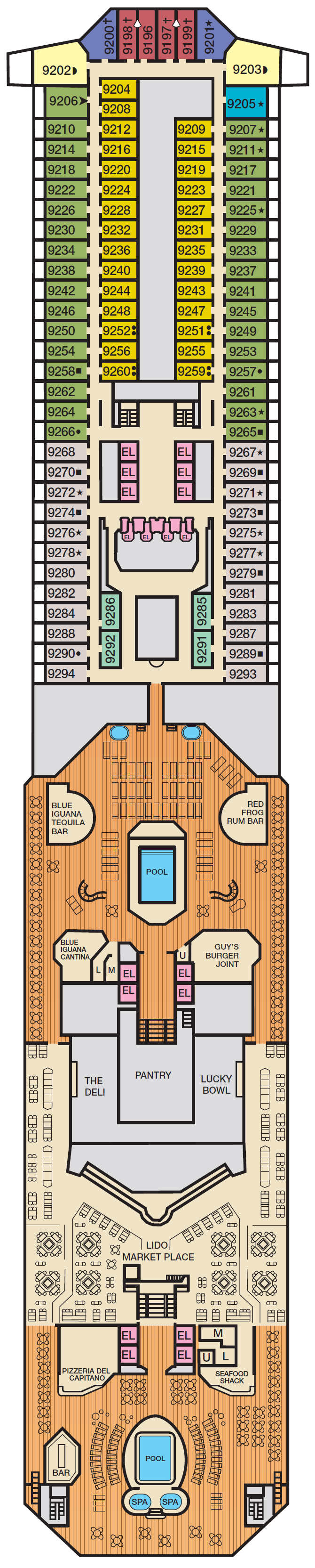 Deck plan for Deck 9 Lido