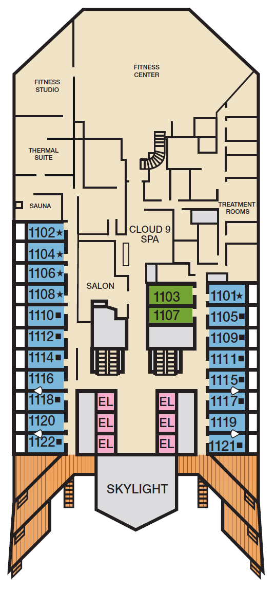Deck plan for Deck 11 Spa