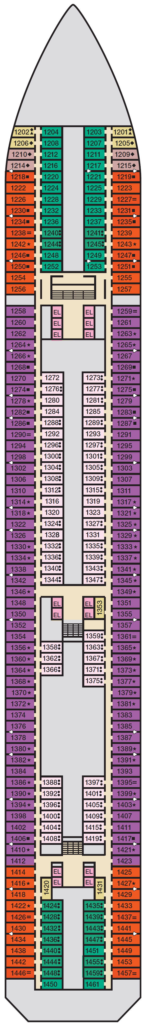 Deck plan for Deck 1 Riviera