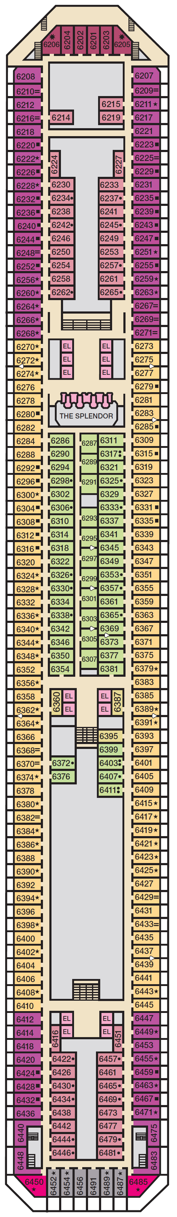 Deck plan for Deck 6 Upper