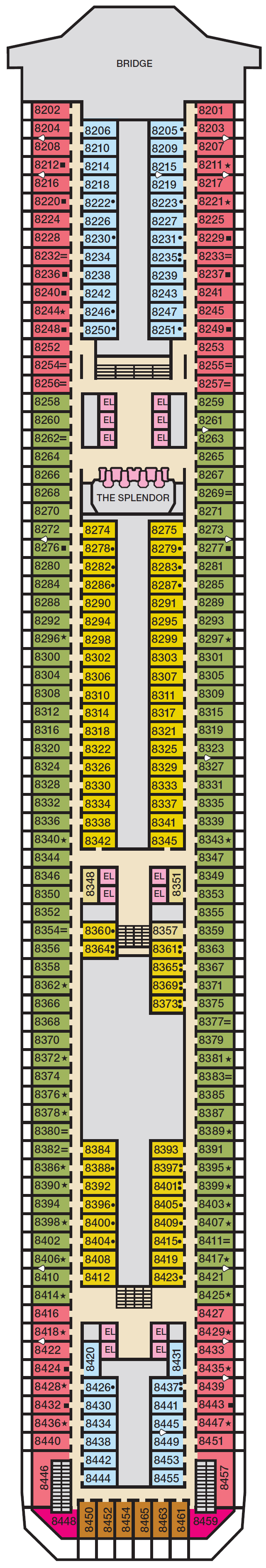 Deck plan for Deck 8 Verandah