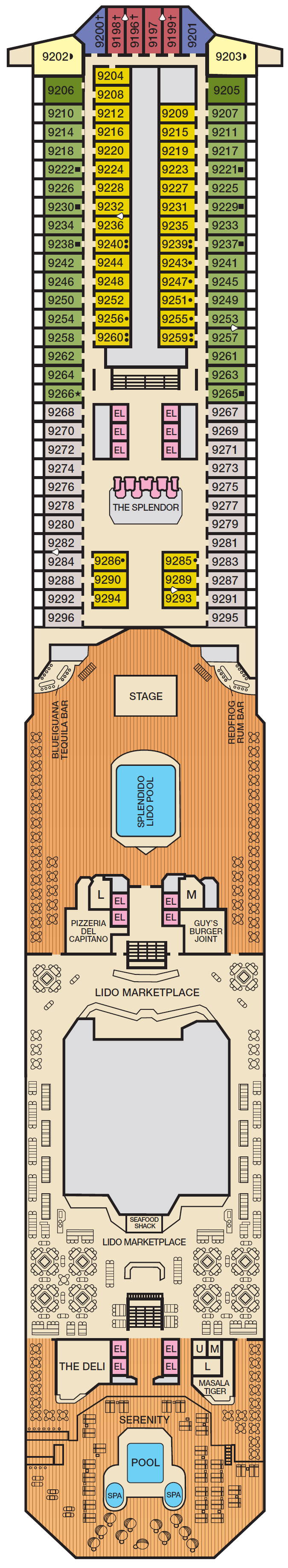 Deck plan for Deck 9 Lido